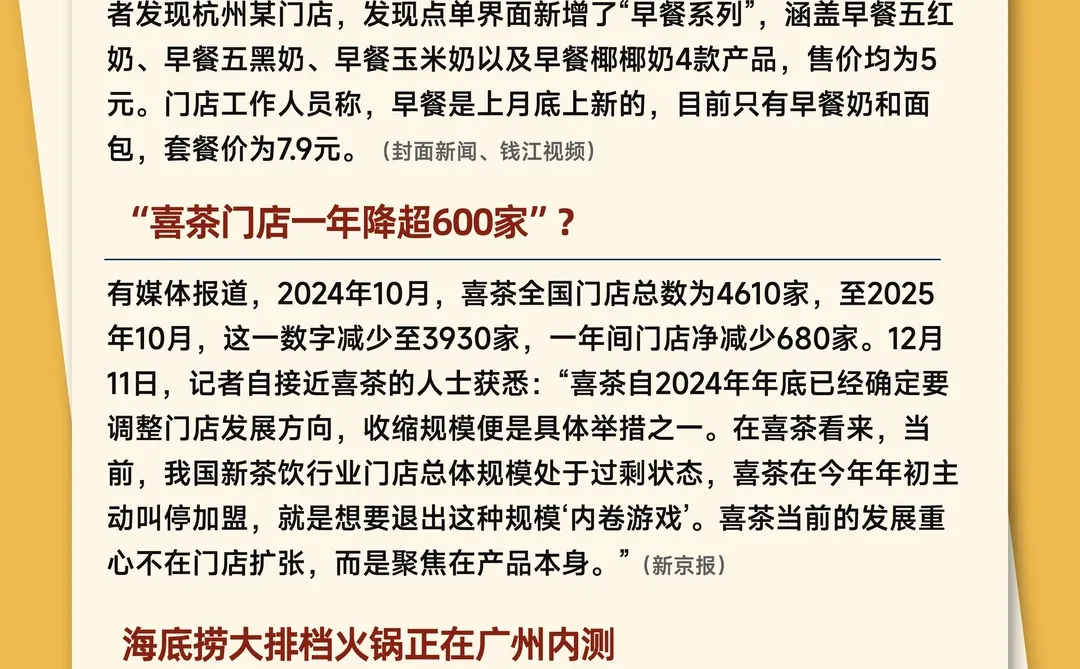 今天餐饮圈发生了哪些大事 12.12