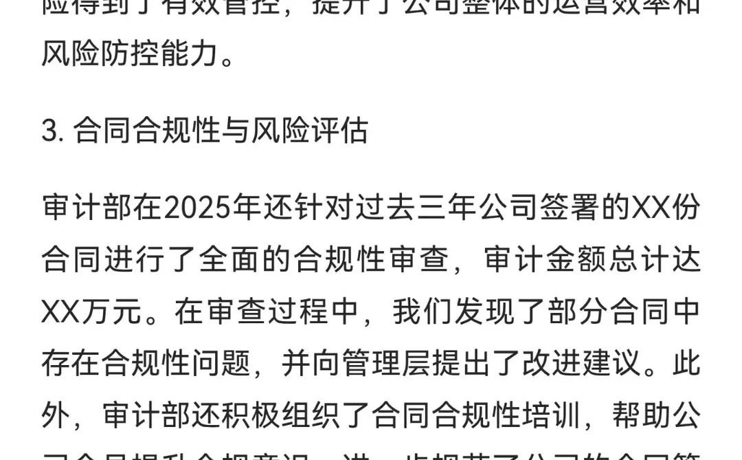 2025年度审计部工作总结与2026年工作规划