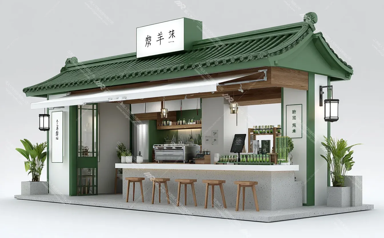 墨绿国风集装箱茶铺！这轻资产创业也太会了