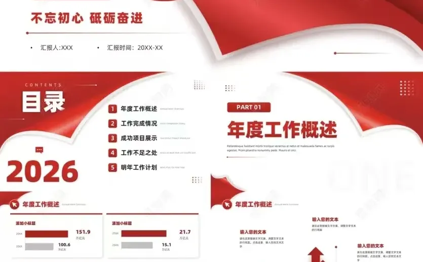 ?马年年终总结、述职报告PPT模板免费送