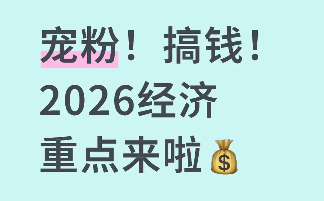 宠粉！搞钱！2026经济重点来啦?