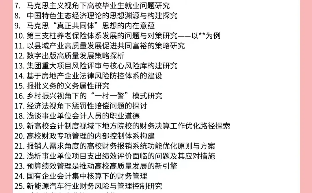 经济类方向论文选题?