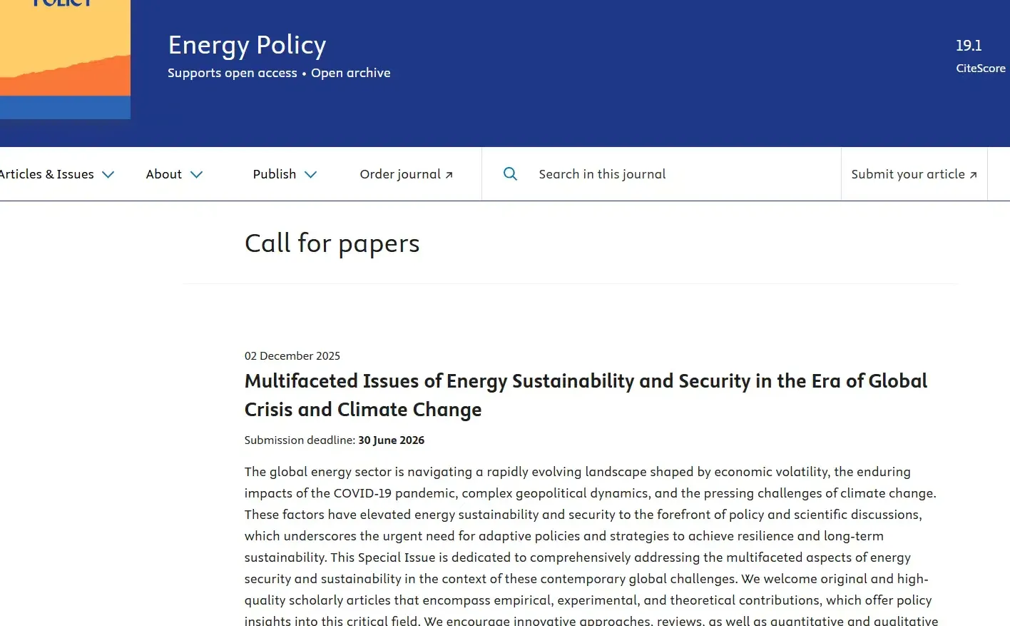 能源经济|选题灵感&发表机会