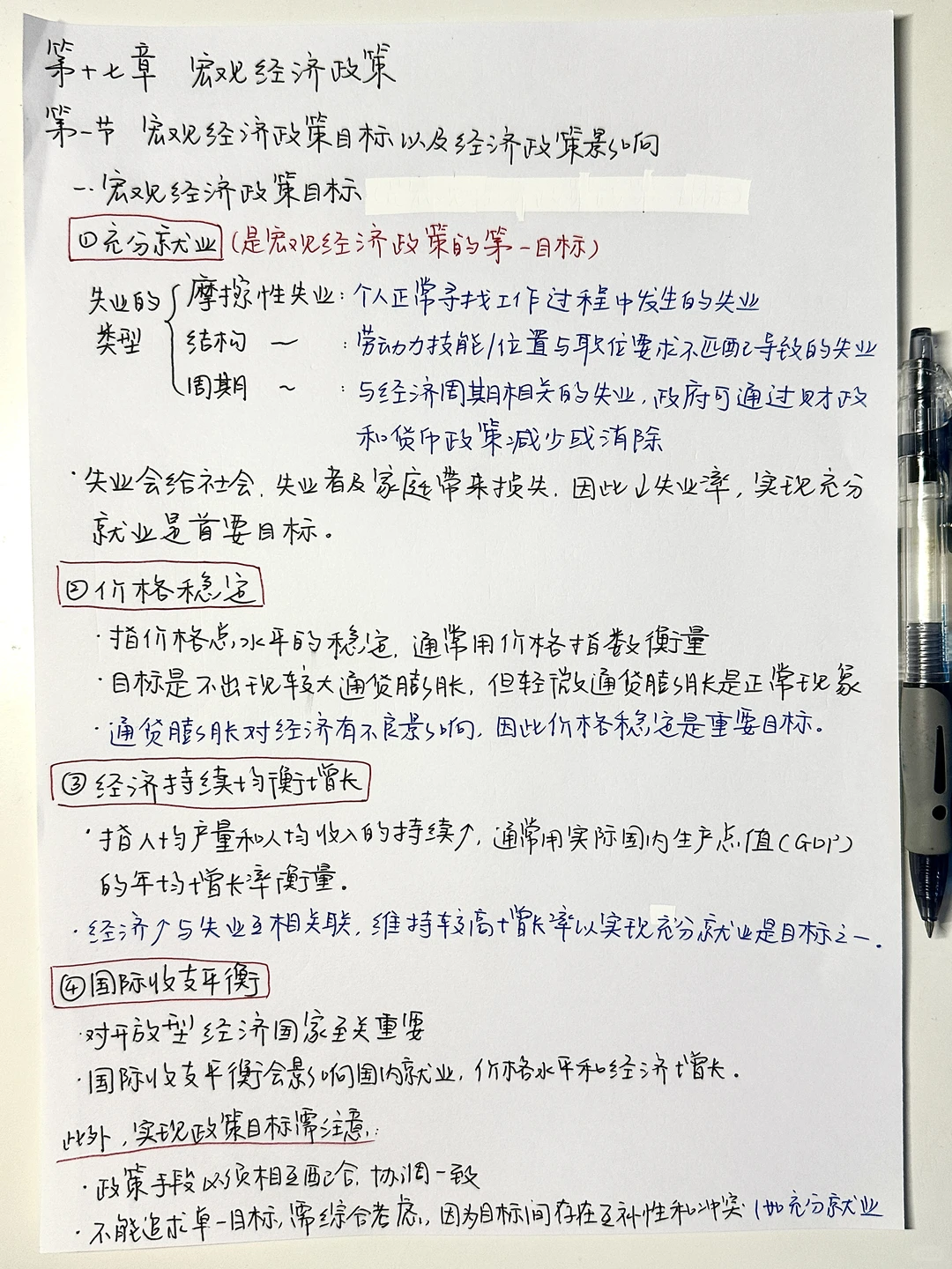 A4纸笔记｜宏观经济学｜宏观经济政策目标影响