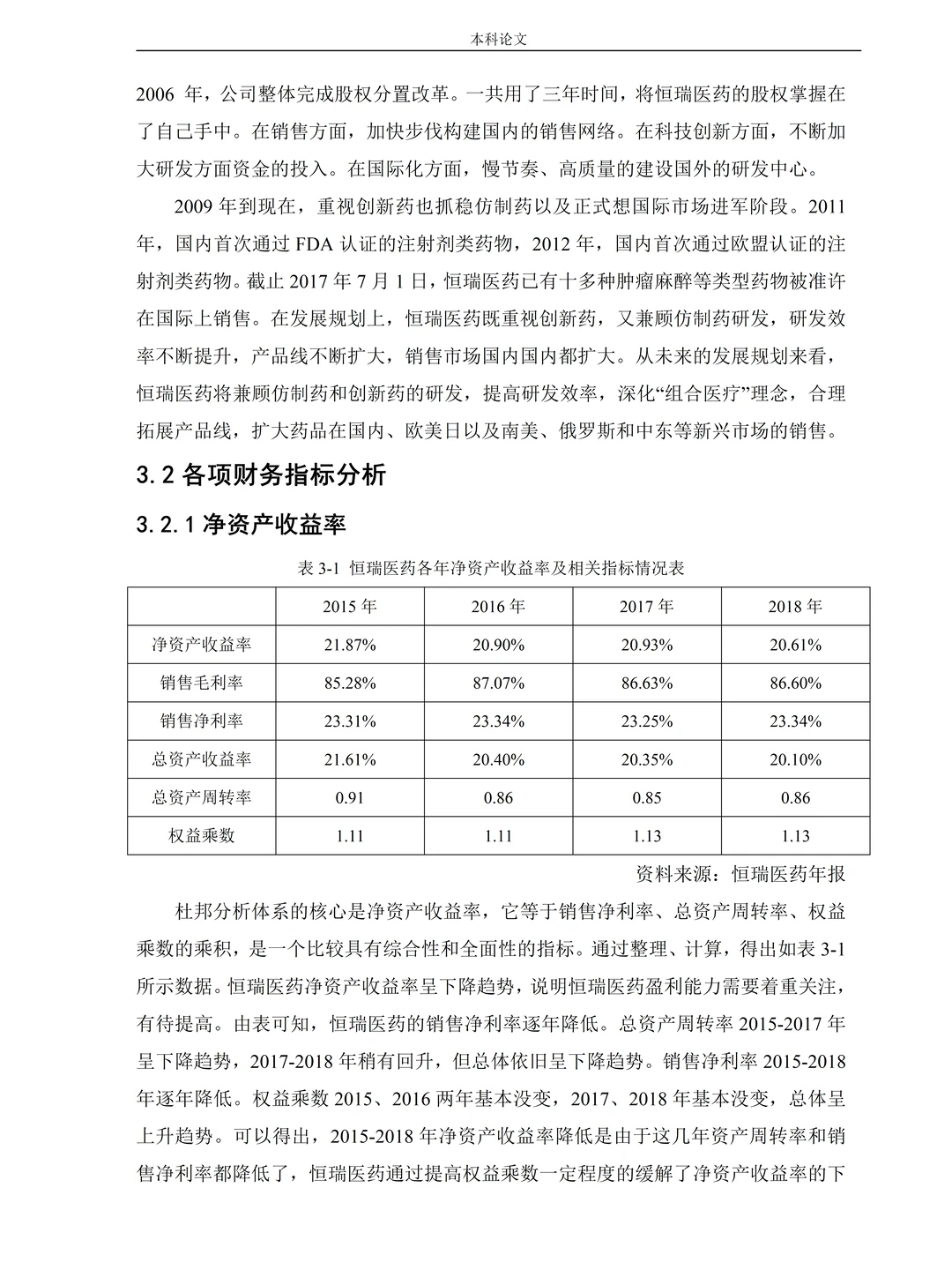 基于杜邦分析法——财务战略分析