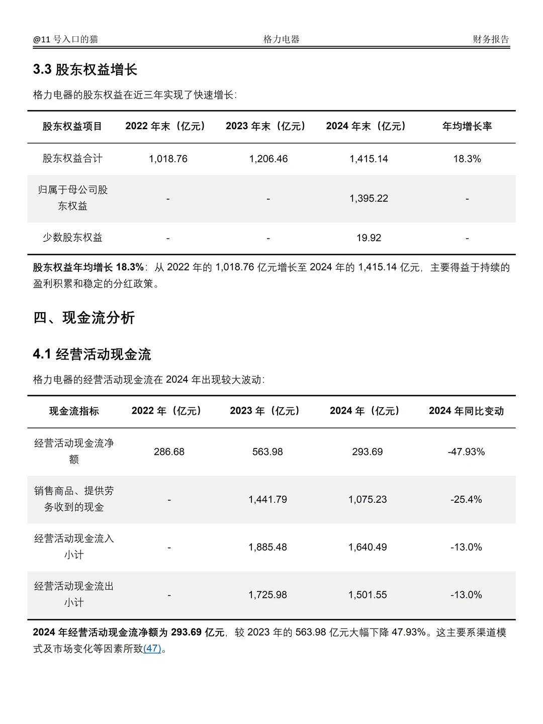 2022-2024年格力电器财务分析报告参考?
