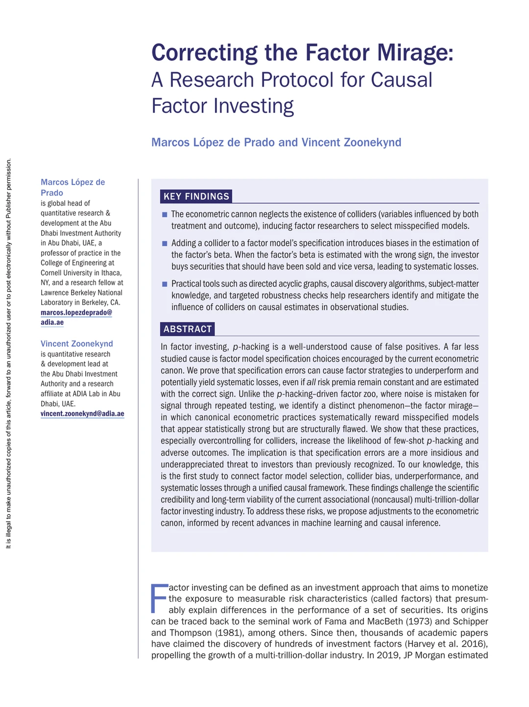 JoPM|阿布扎比投资局 因子投资的因果框架