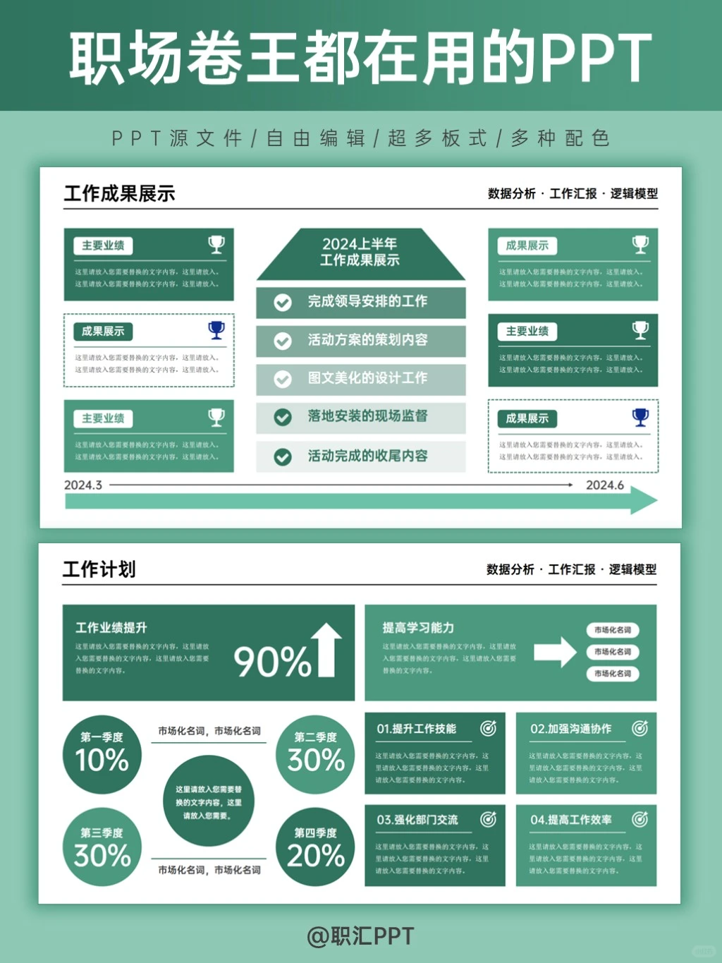 通用工作总结PPT!不熬夜还被领导夸爆✨