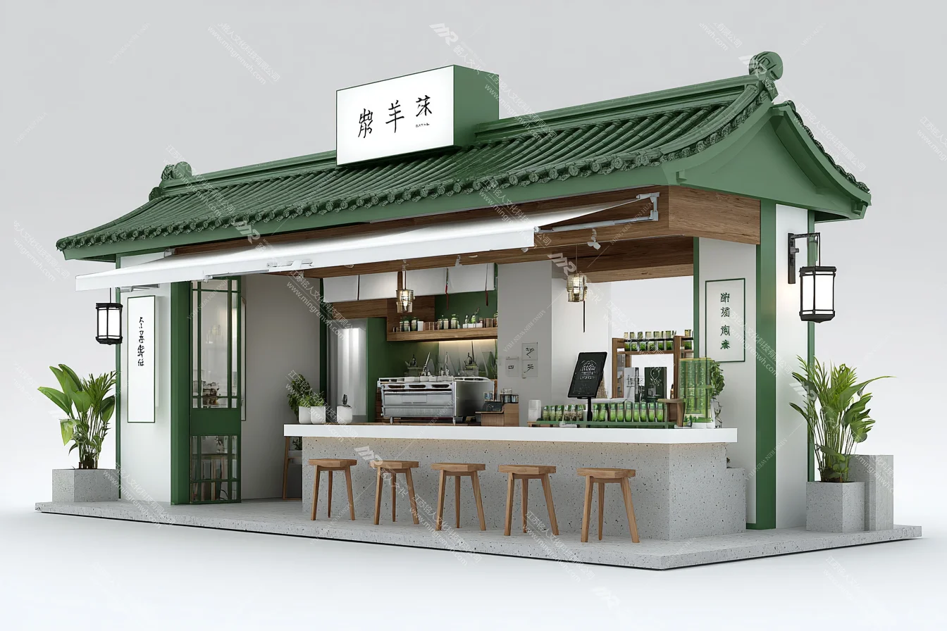 墨绿国风集装箱茶铺！这轻资产创业也太会了