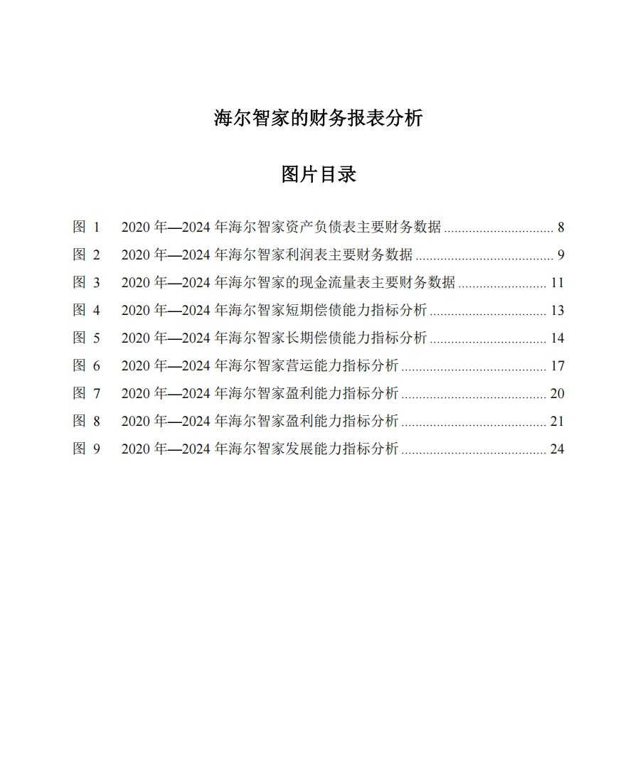 海尔智家2020年-2024年财务报表分析