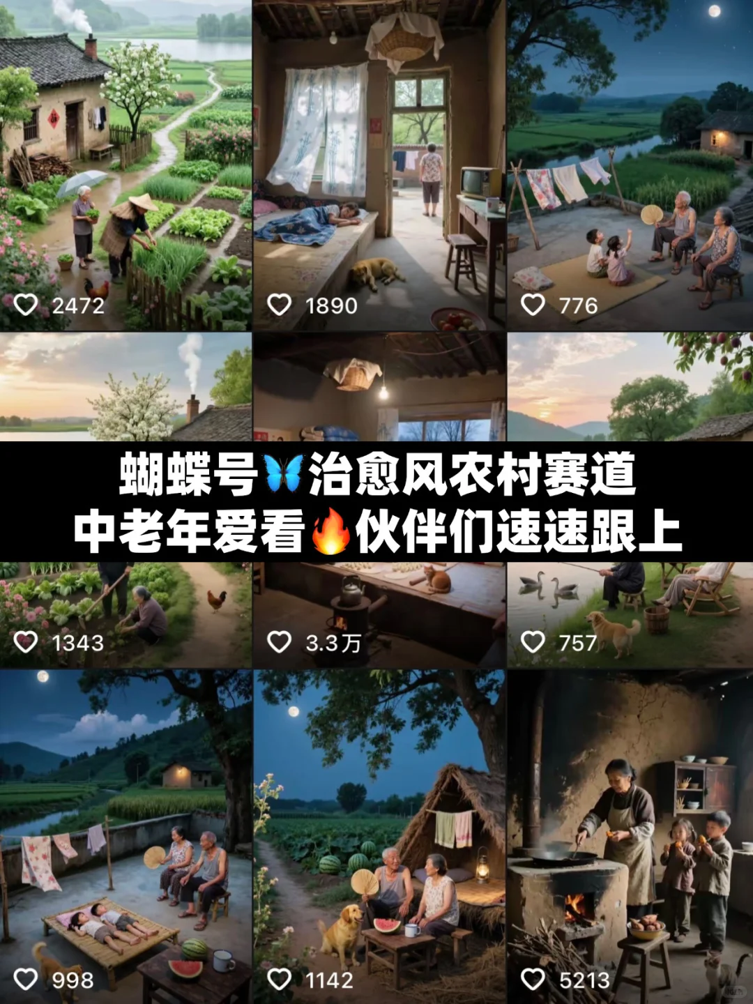 视频号?治愈风农村赛道起号成功?附流程！！