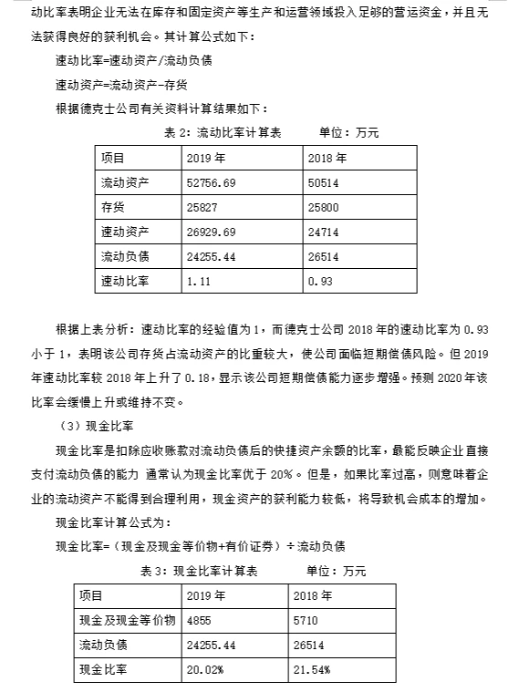 财务报表论文——德克士公司的财务报表分析