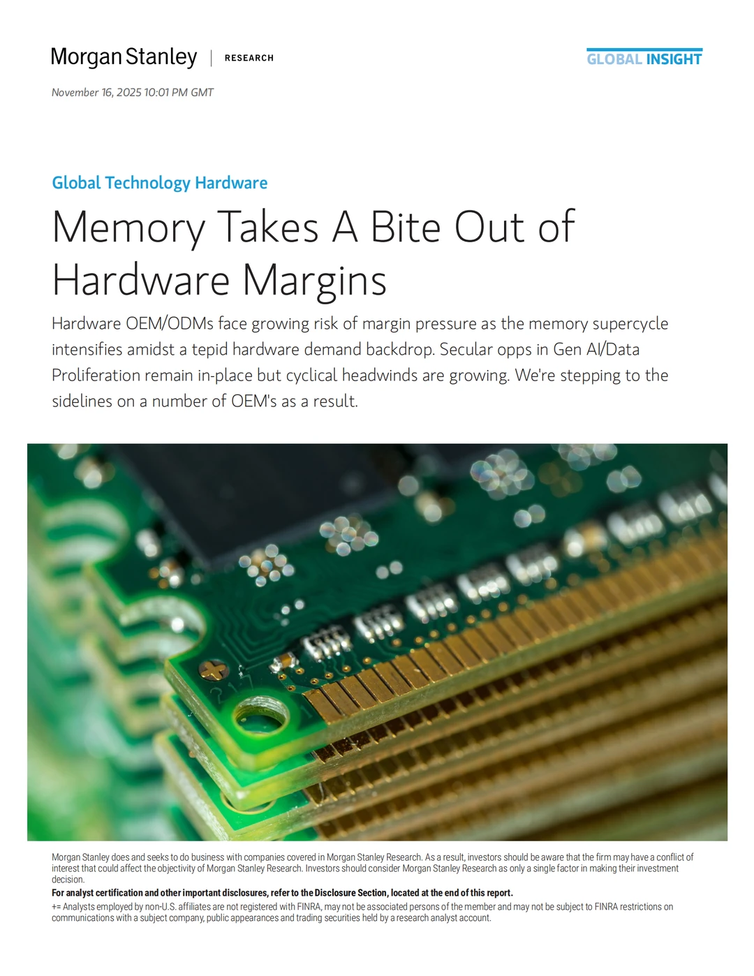 内存超级周期冲击全球硬件盈利