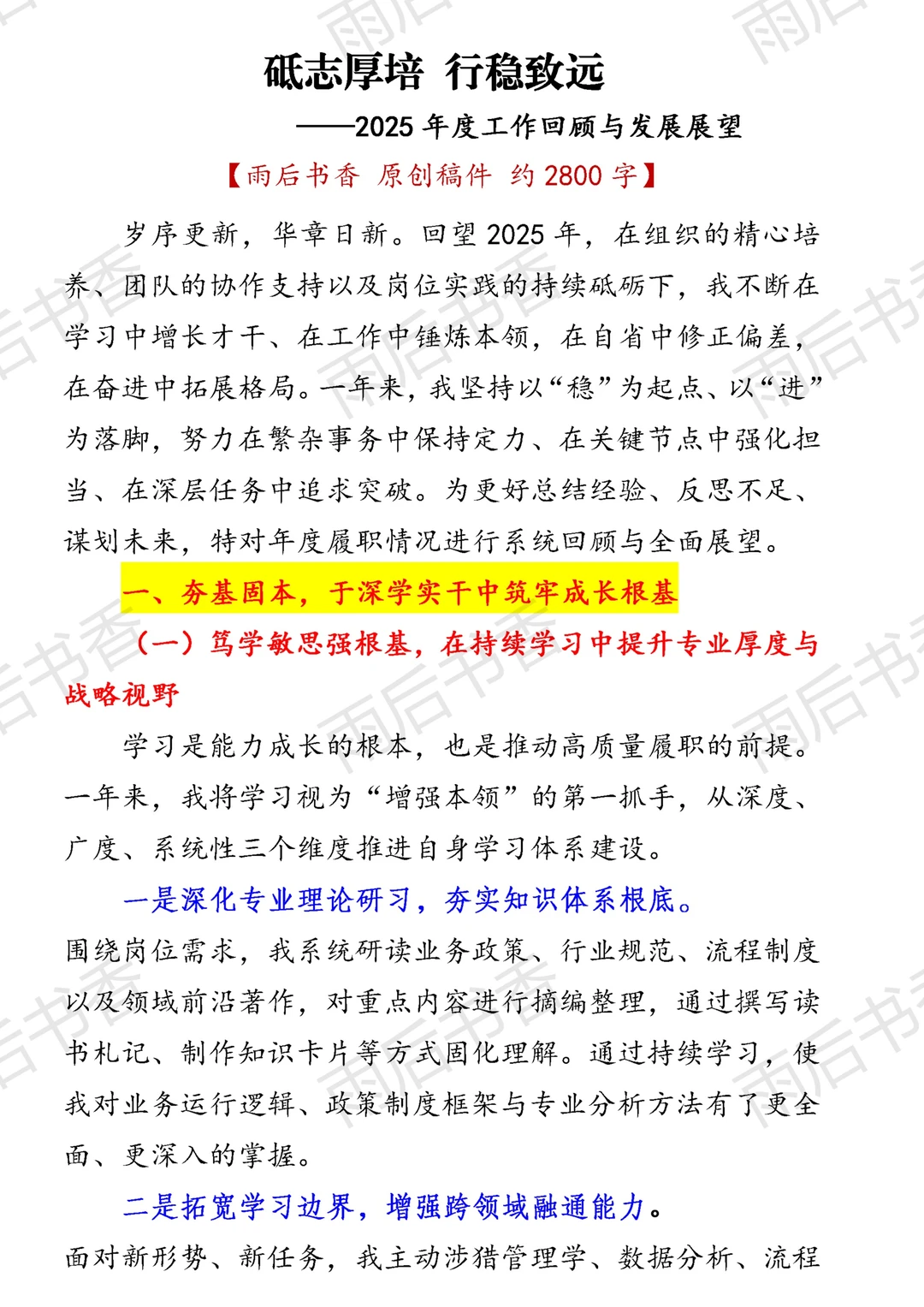 2025年度工作回顾与发展展望