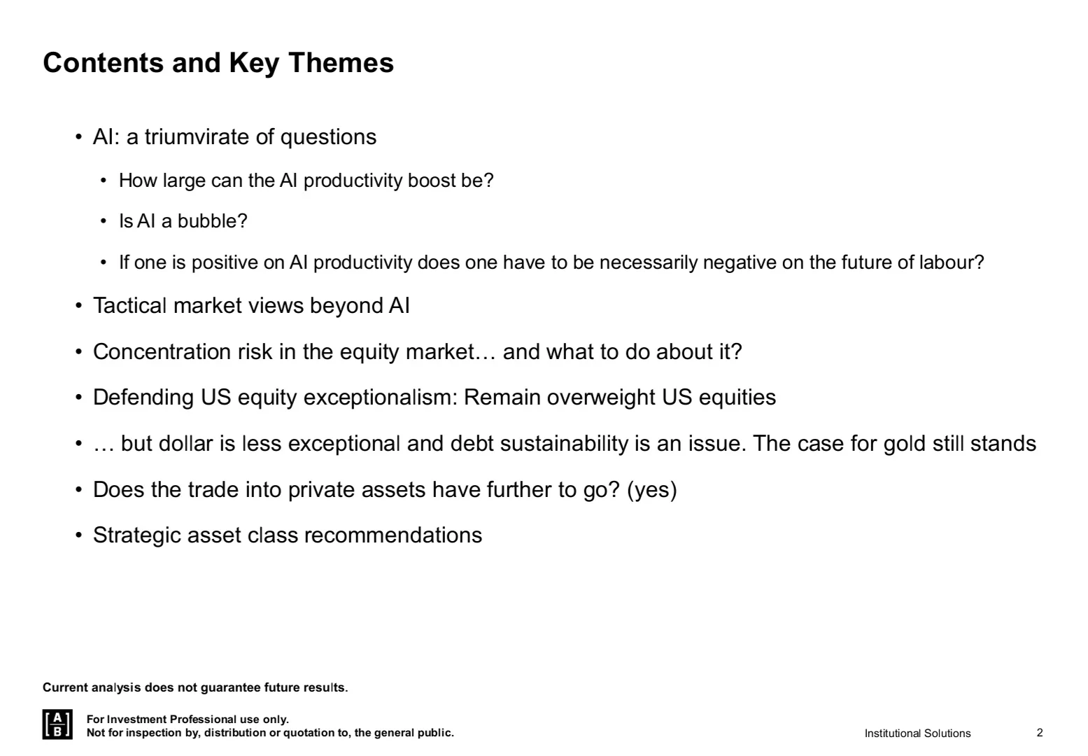 AllianceBernstein｜2026年战略投资展望