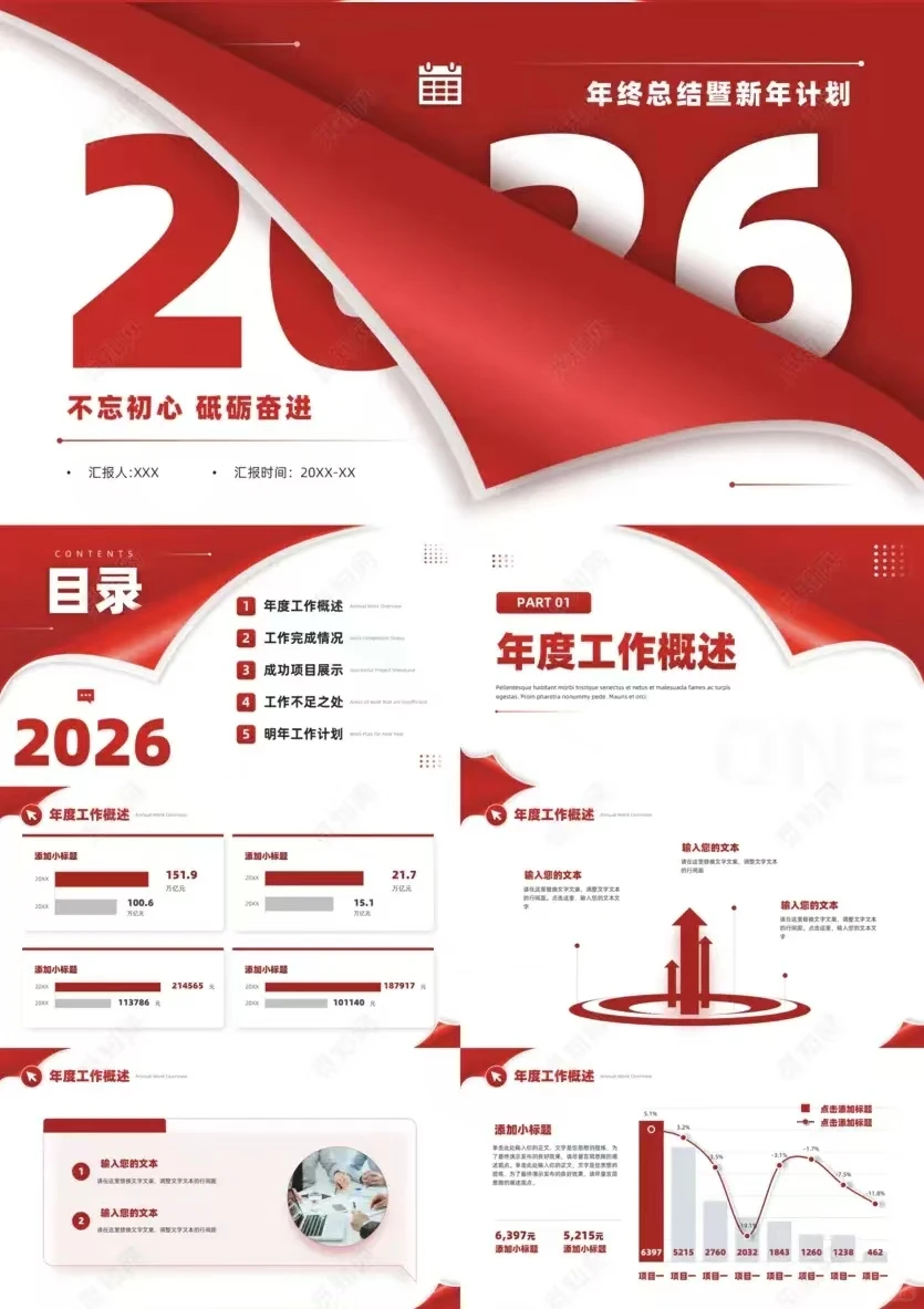 ?马年年终总结、述职报告PPT模板免费送