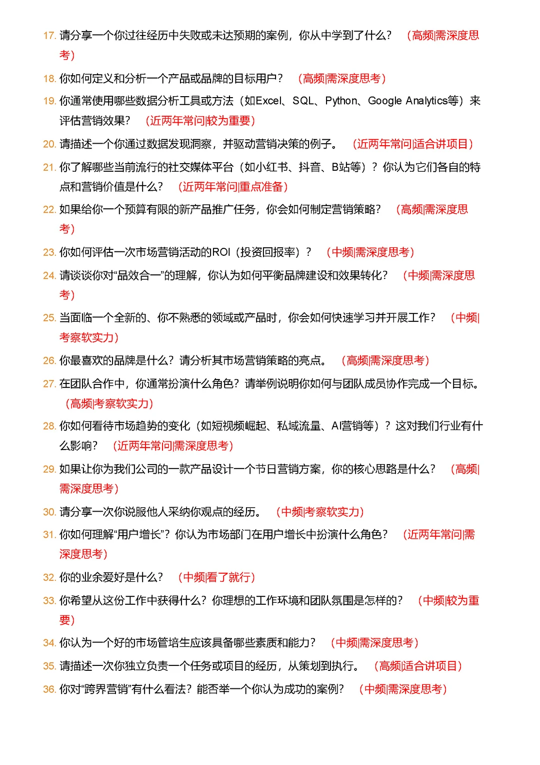 市场管培生高频面试题汇总及详细解答