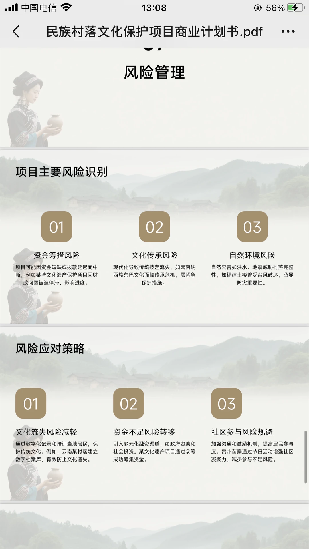 民族村落文化保护项目计划书word➕PPT