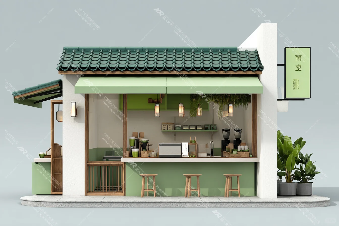 墨绿国风集装箱茶铺！这轻资产创业也太会了