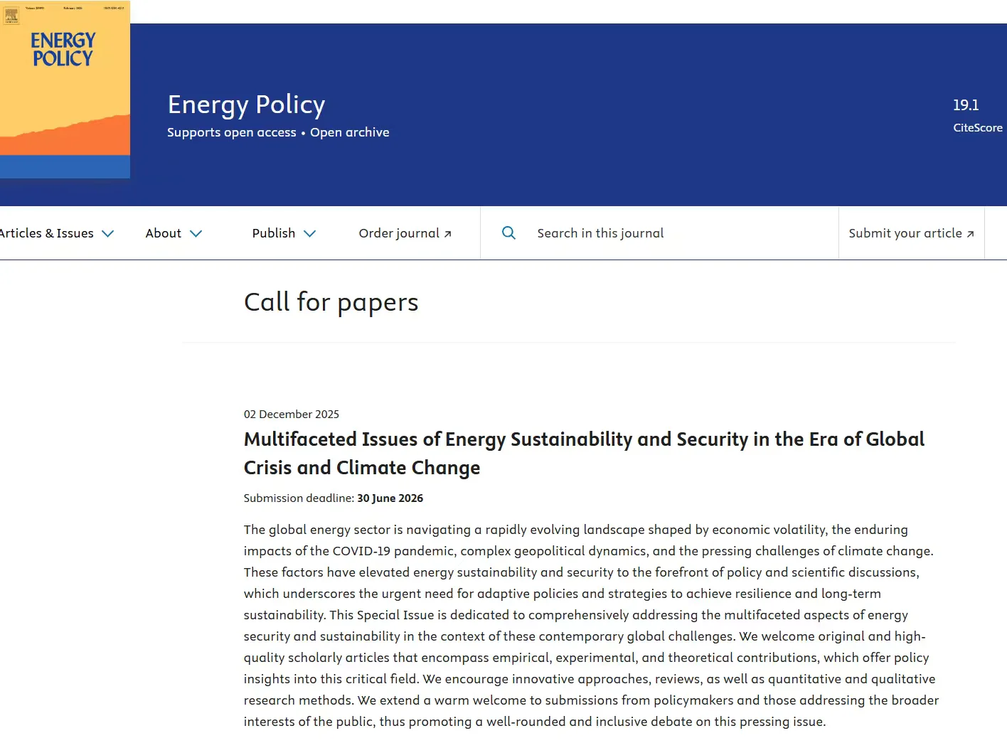 能源经济|选题灵感&发表机会