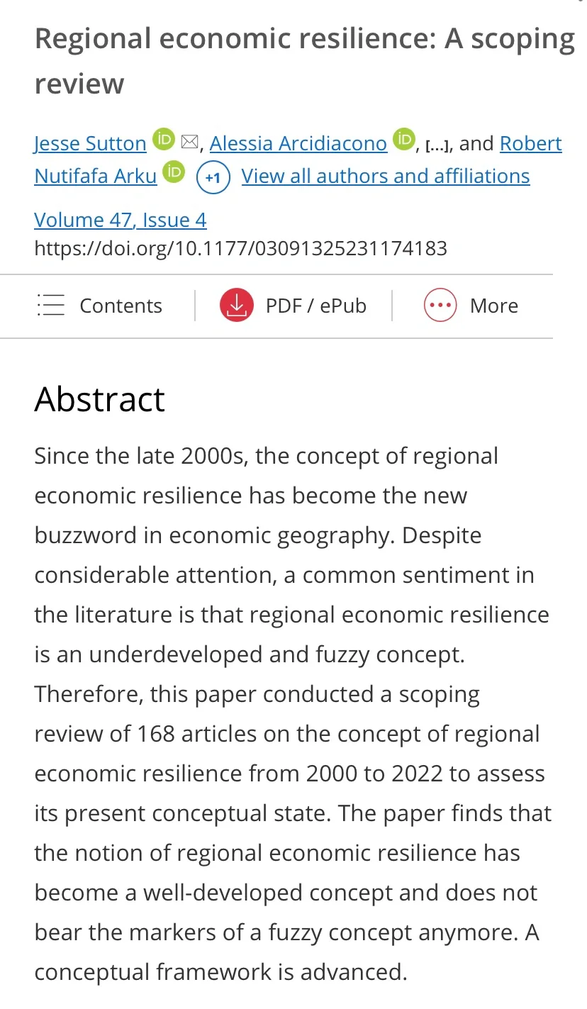 区域经济韧性：范围综述