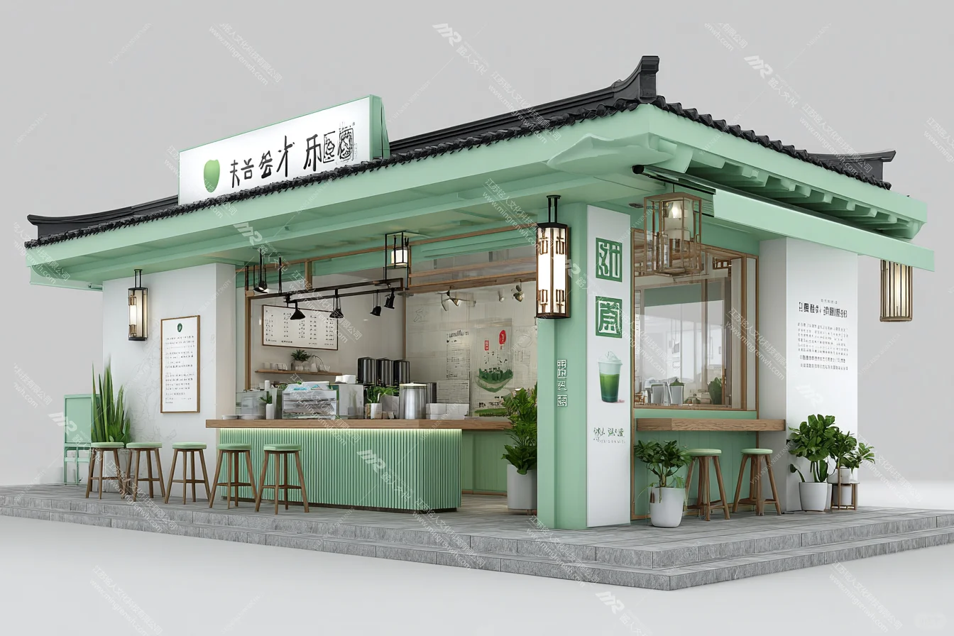 墨绿国风集装箱茶铺！这轻资产创业也太会了