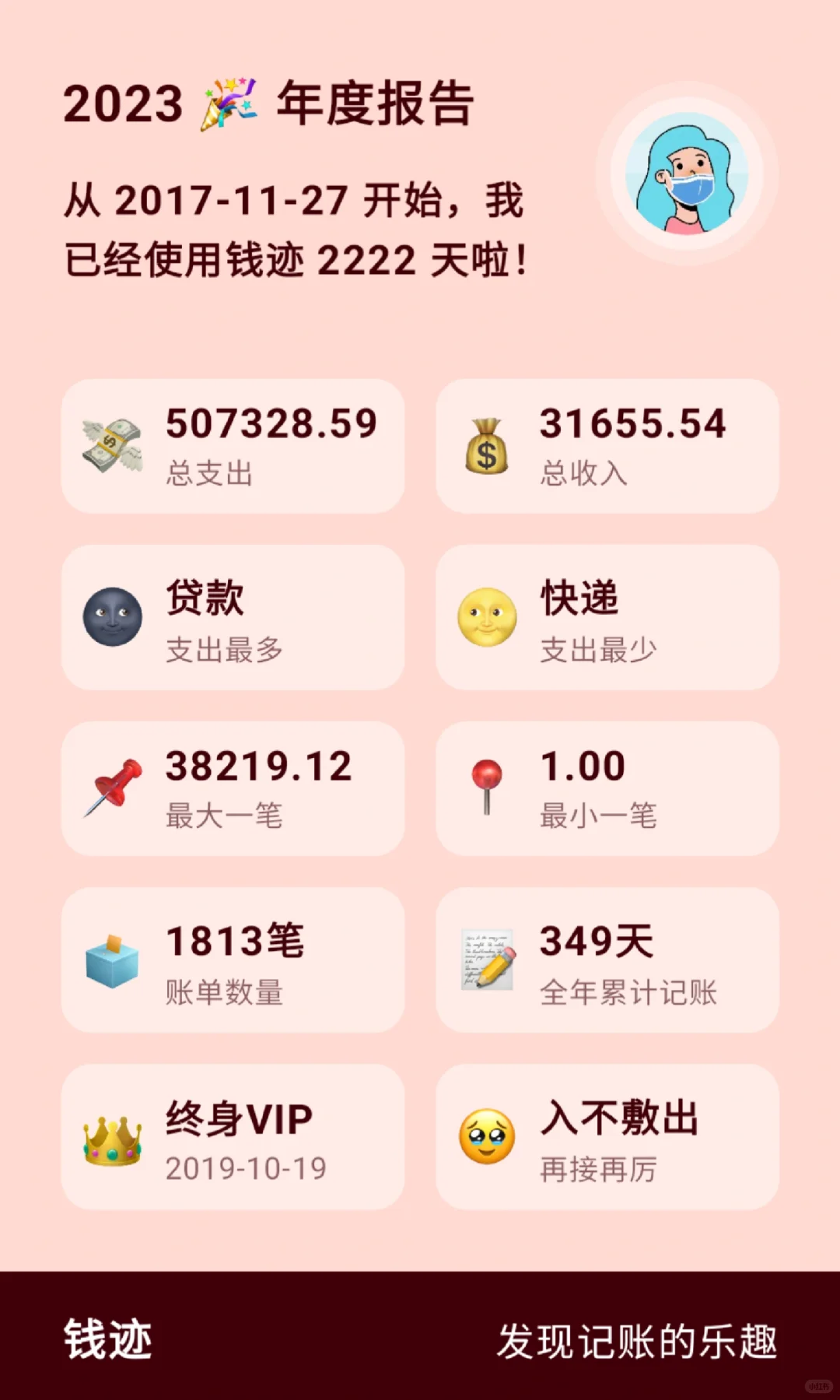 请查收你的钱迹2023记账年报?