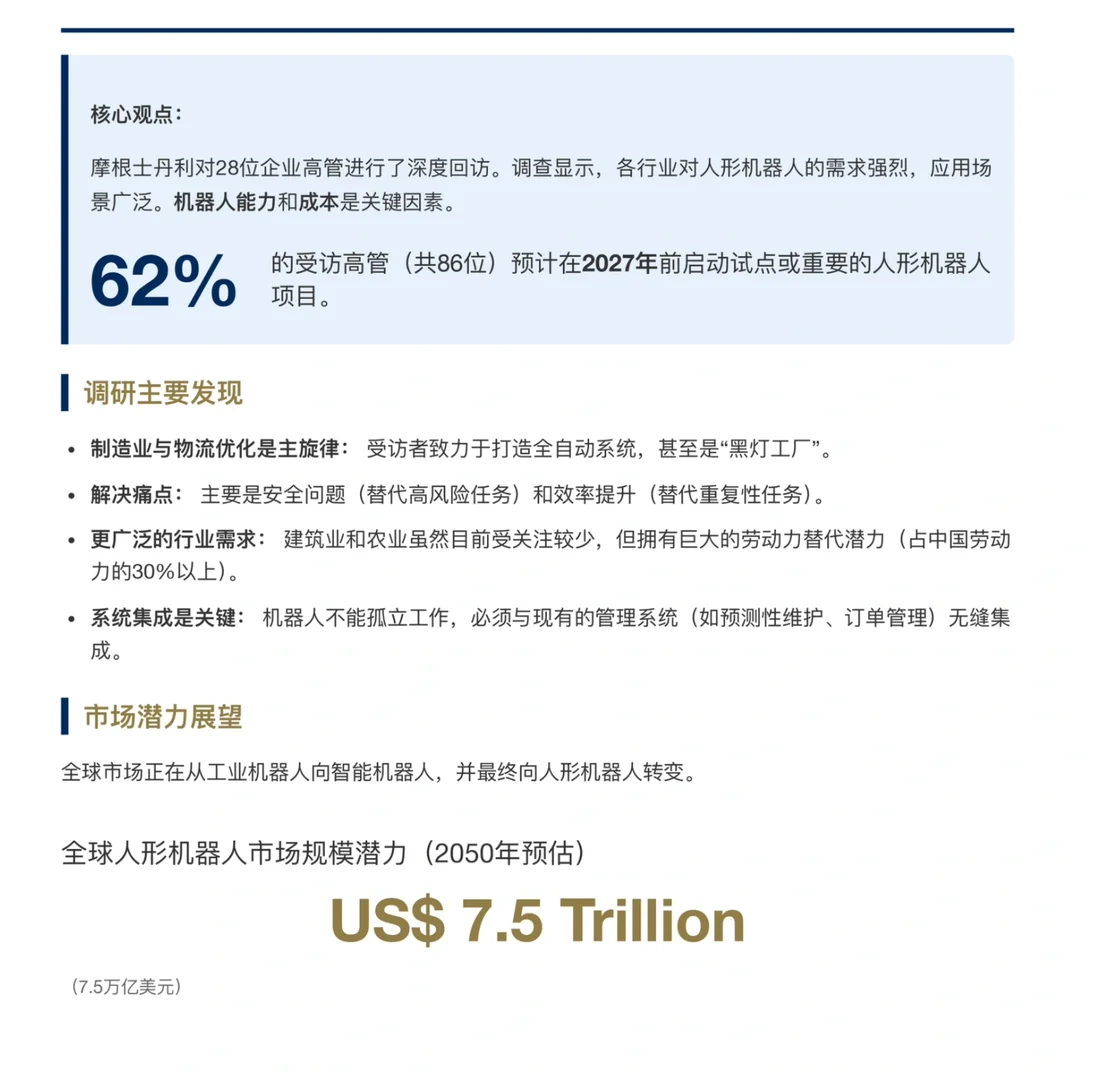 摩根士丹利研报，中国人形机器人市场调研