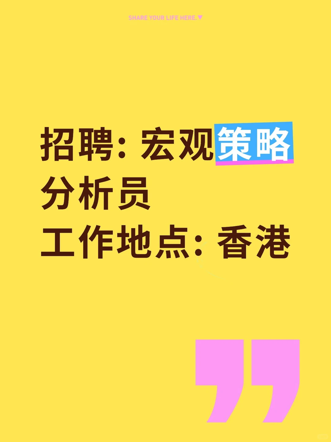 招聘宏观策略分析员