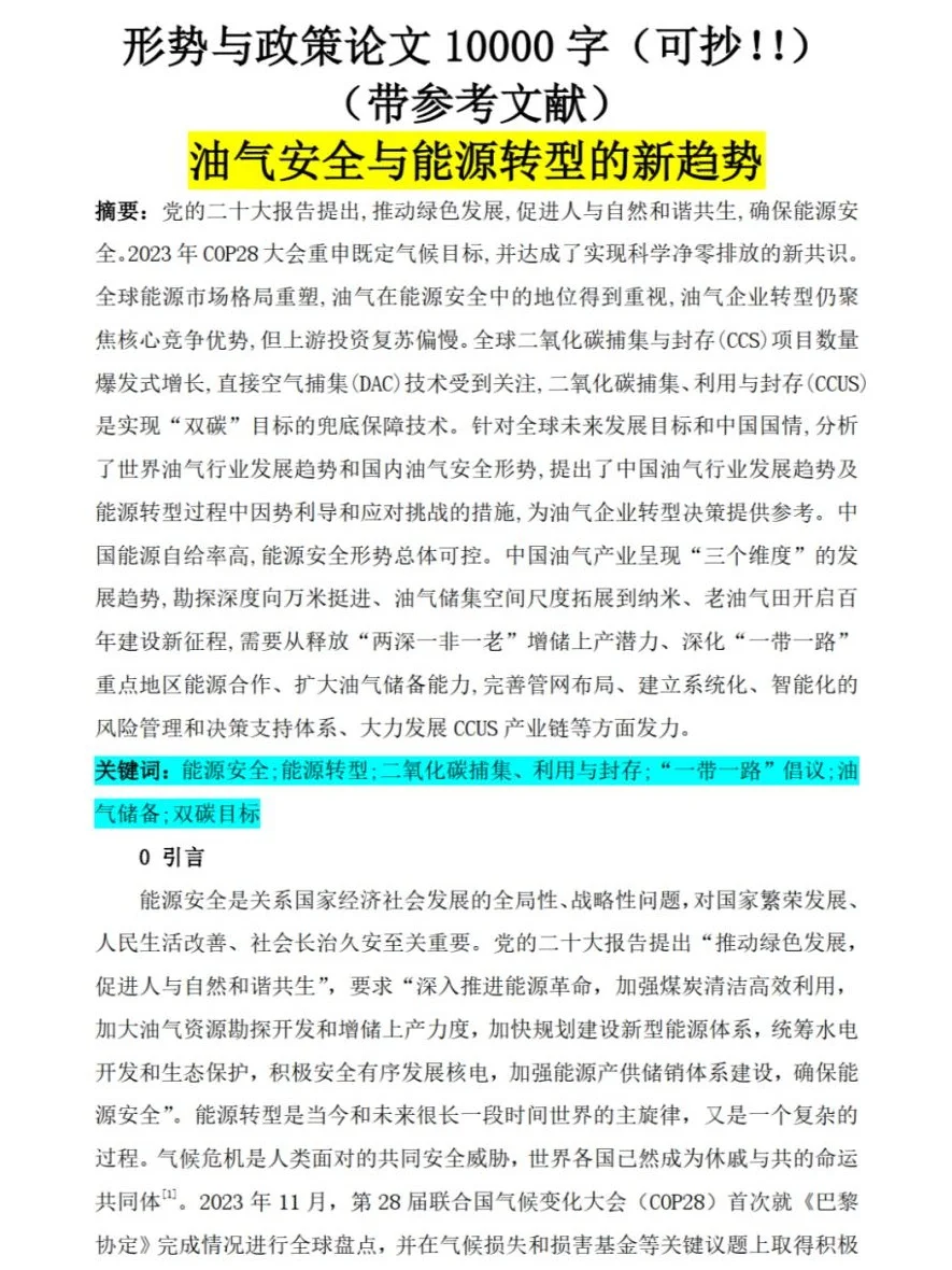✨更好端牢能源的饭碗，形势与政策论文?