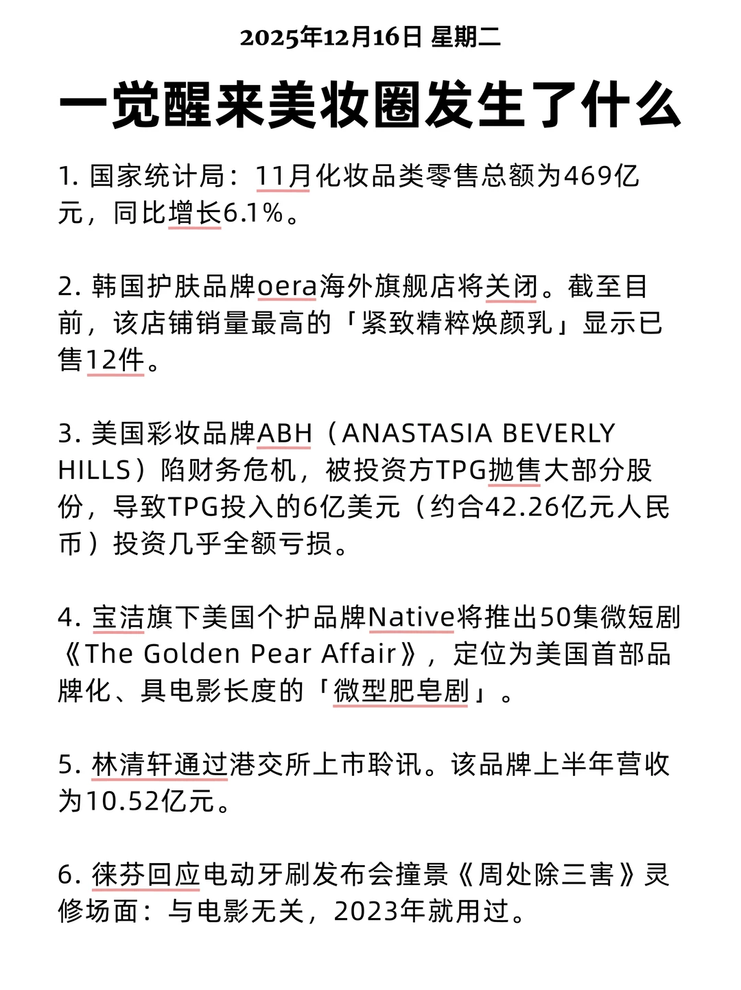 一觉醒来美妆圈发生了什么 2025/12/16