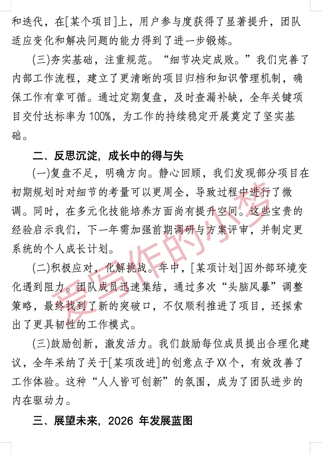 2025年回顾及2026年展望参考模板