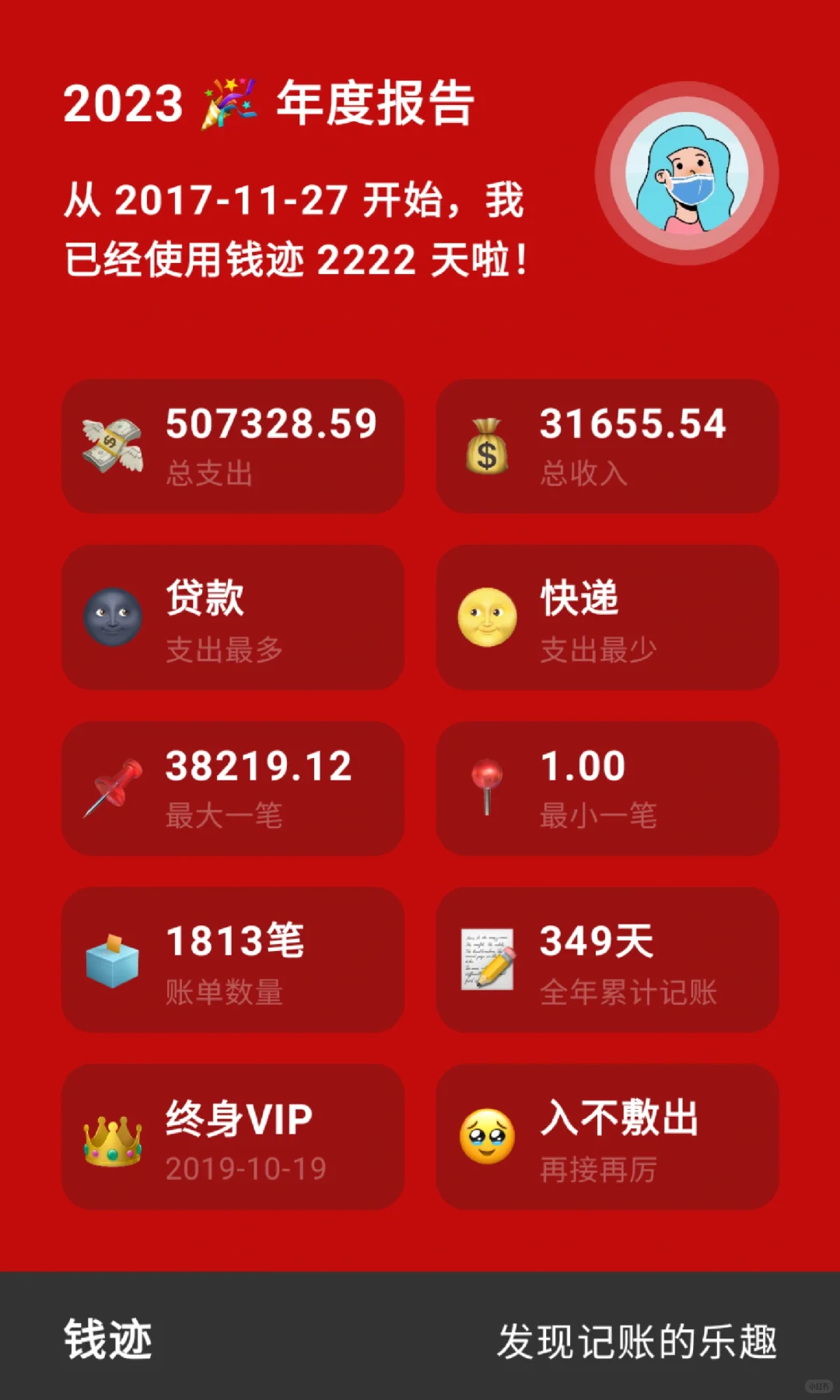 请查收你的钱迹2023记账年报?