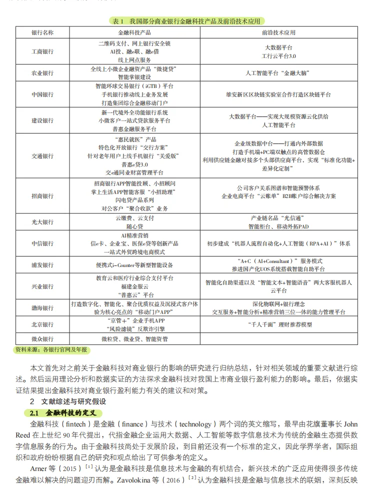 金融科技对商业银行盈利能力的影响