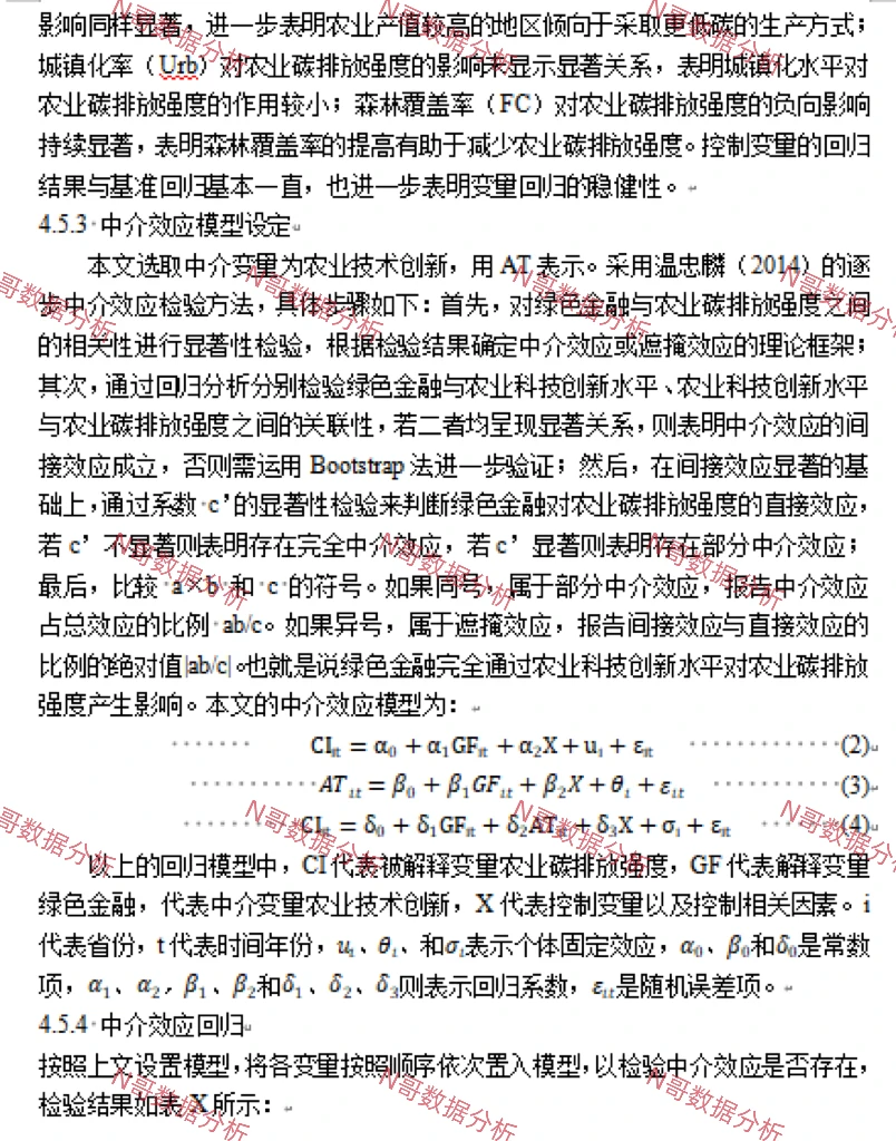 statat｜绿色金融对农业碳排放强度的抑制