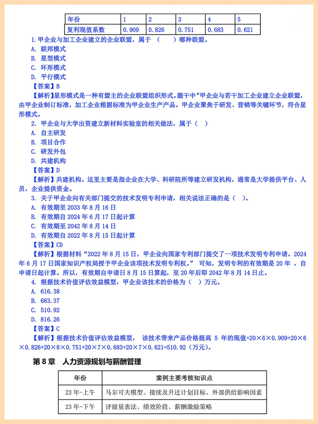 11月中级工商管理案例汇总，5h刷完直接背