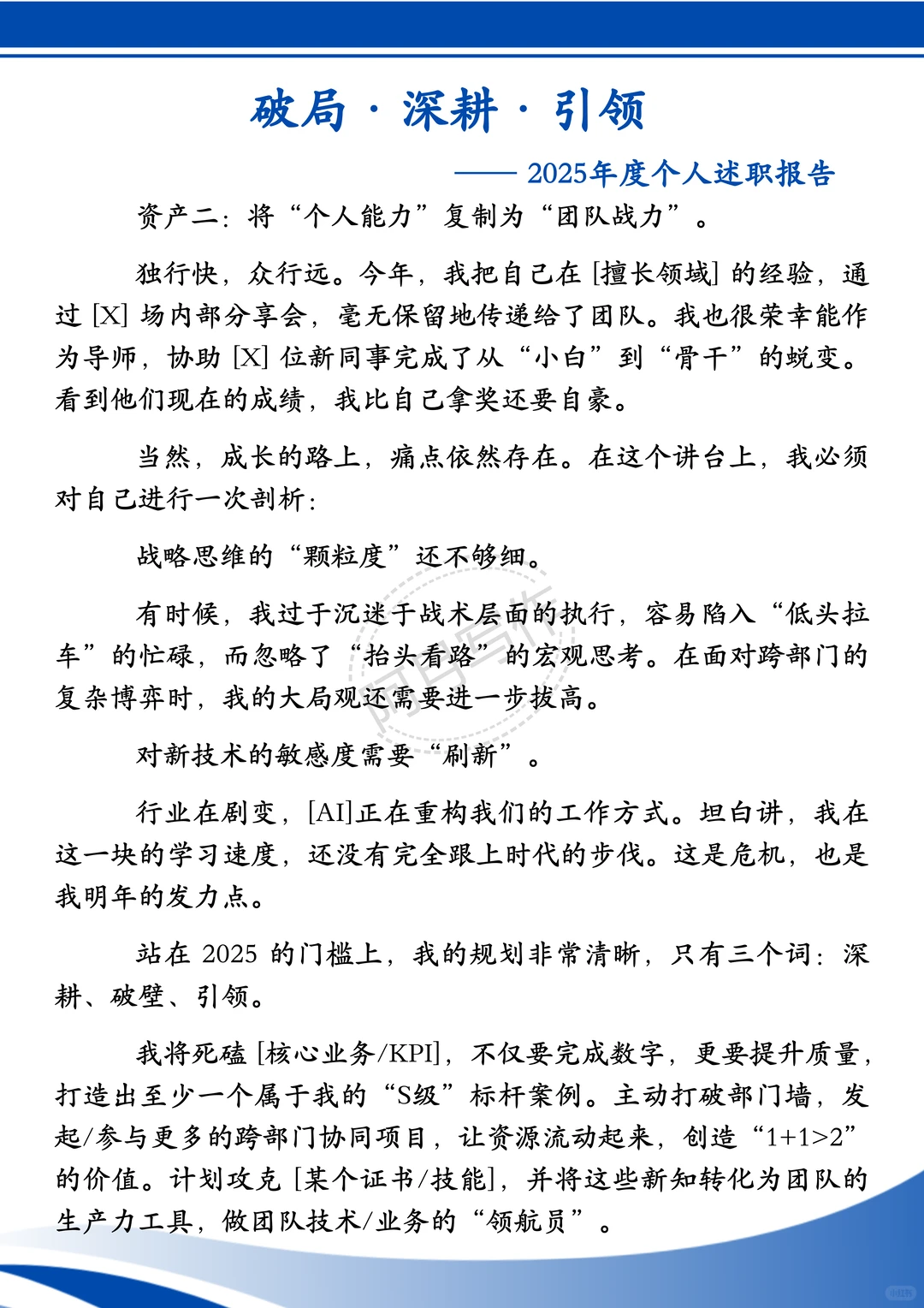 2025年度述职报告范文：破局|深耕|引领