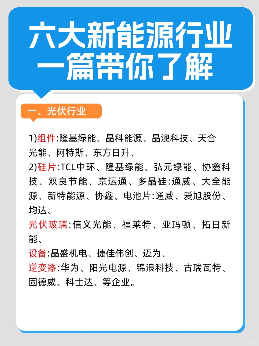 一篇文章看懂，六大新能源行业！