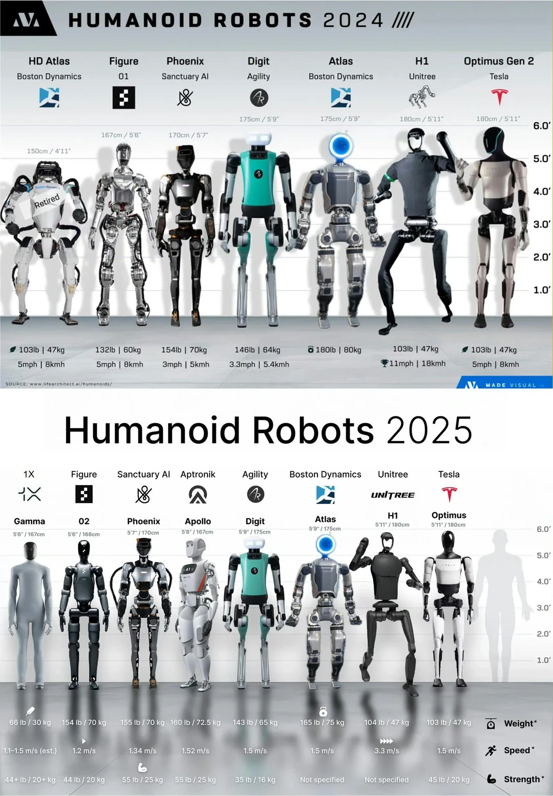 ??人形机器人 2024 vs 2025 图鉴