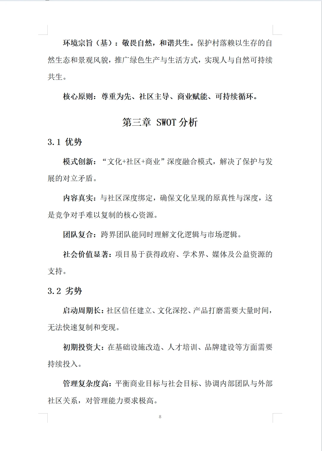 民族村落文化保护项目计划书word➕PPT