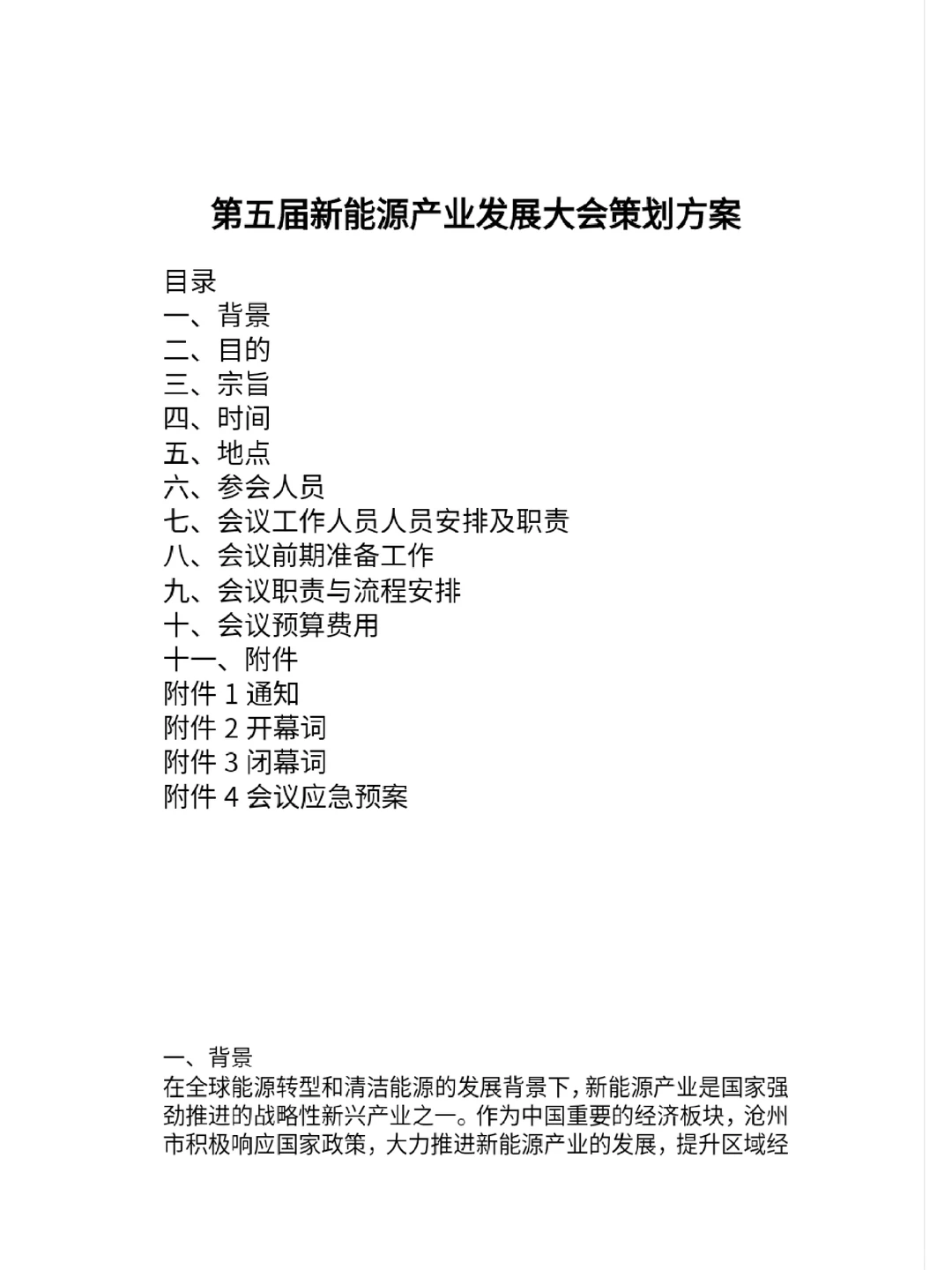 新能源产业发展大会会议策划草案