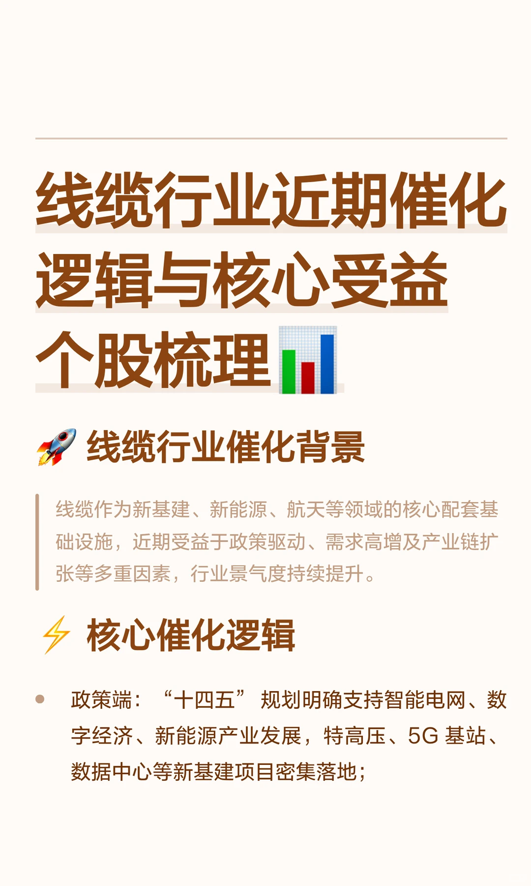 线缆行业近期催化逻辑