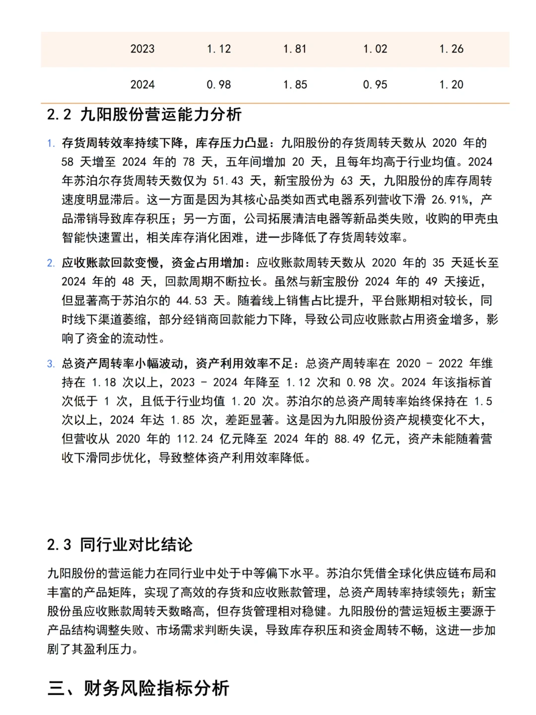 财务分析报告来啦——以九阳为例