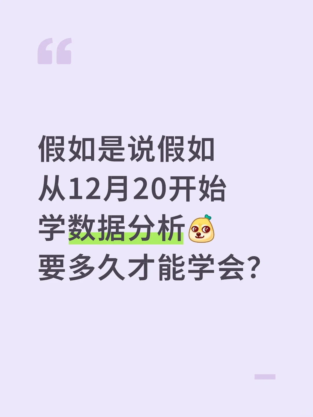 假如是说假如从12月20开始学数据分析[dog