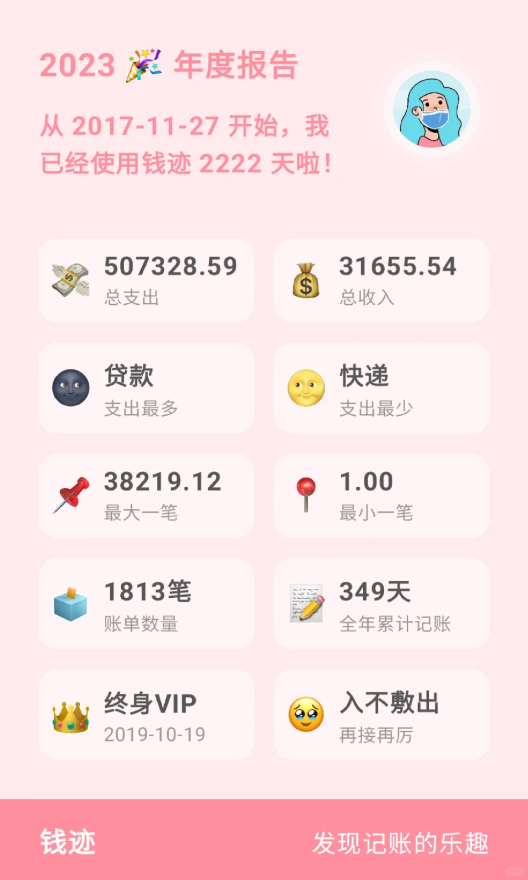 请查收你的钱迹2023记账年报?