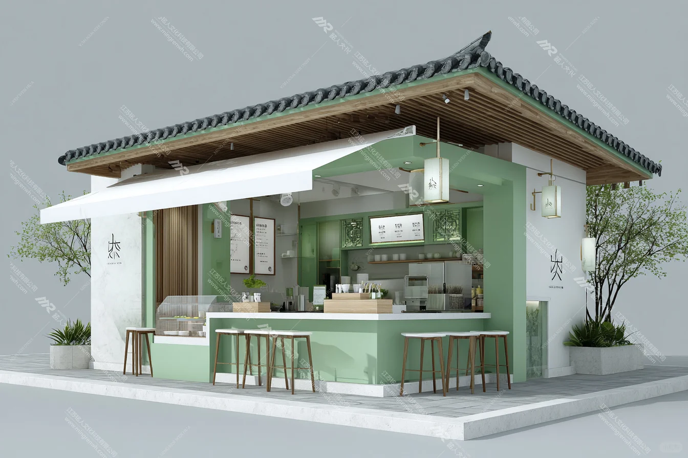 墨绿国风集装箱茶铺！这轻资产创业也太会了