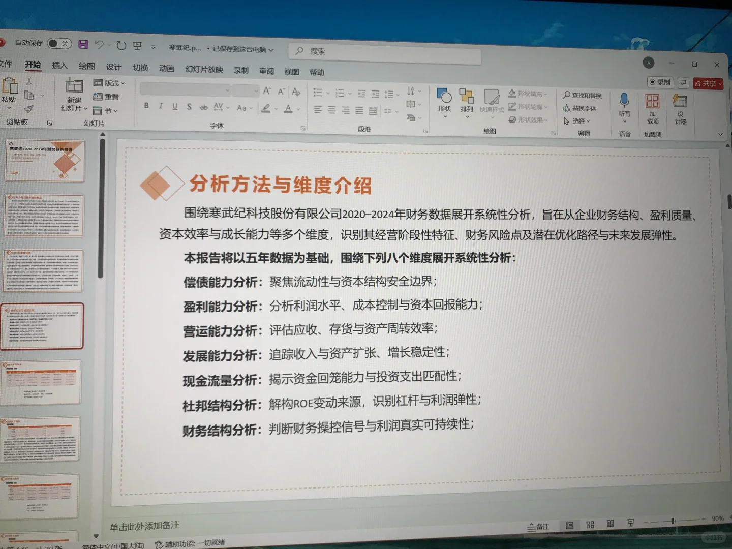 寒武纪2020-2024年财报分析ppt