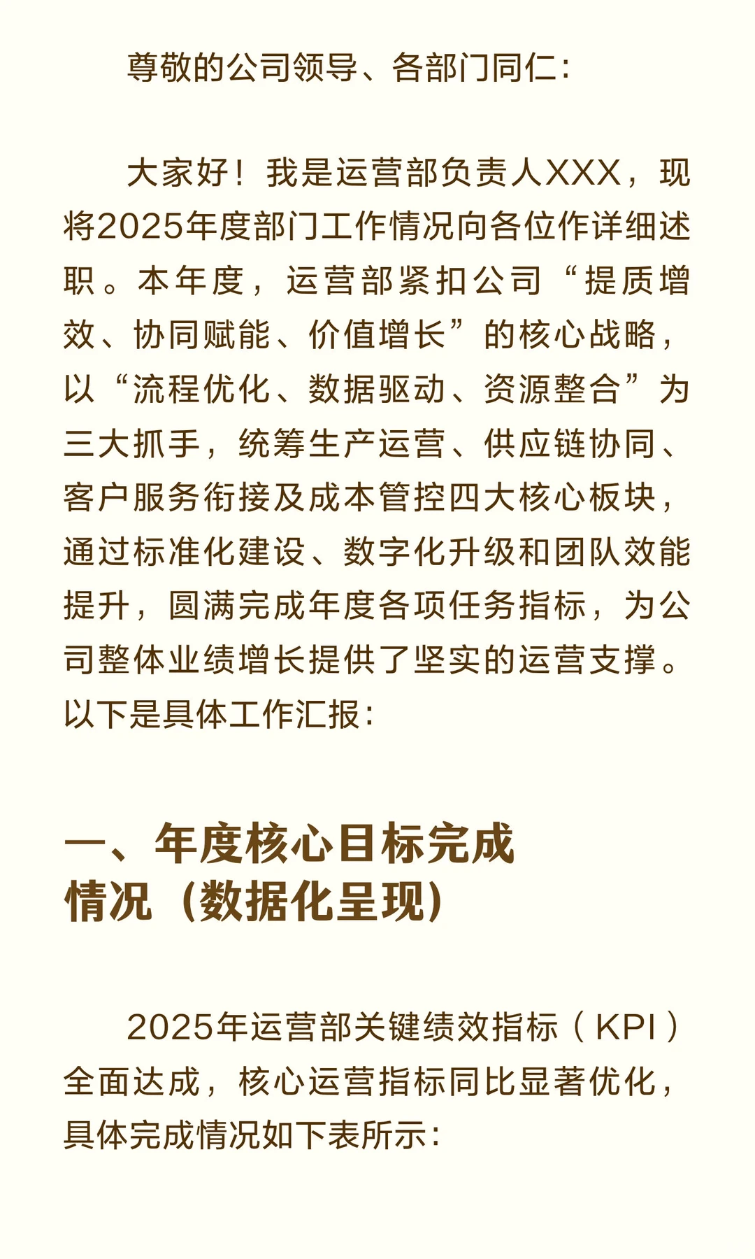 运营部2025年工作述职报告