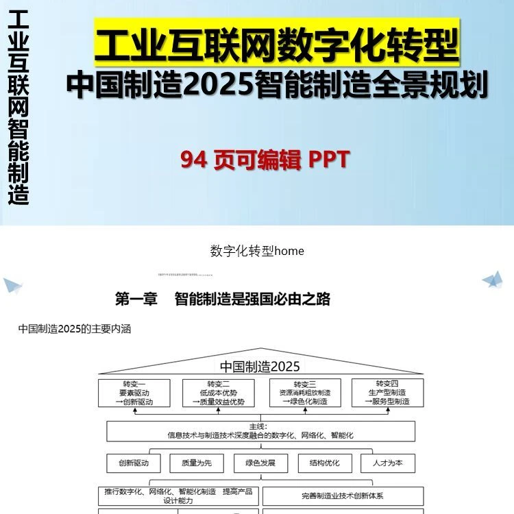 94页PPT工业互联网数字化转型中国制造2025