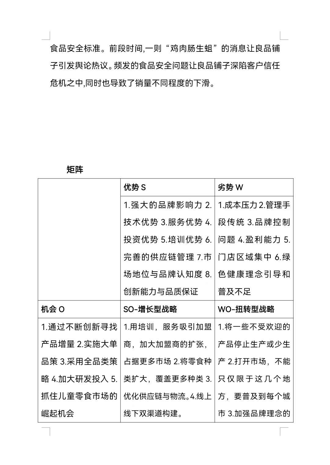 良品铺子SWOT分析